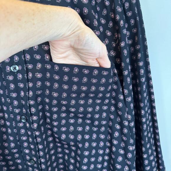 Canali Sportswear Men’s L Paisley Button Down Shirt Navy Pink Cotton Italy Made - Picture 7 of 11